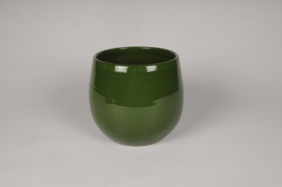 A063XD Cache-pot en c�ramique vert D19cm H17.5cm