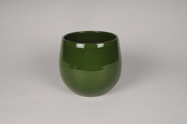 A063XD Green ceramic planter D19cm H17.5cm