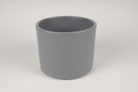 A064A8 Cache-pot en céramique gris D17.5cm H14.5cm