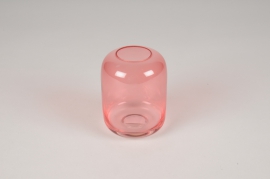 A064P5 Vase en verre rose D8cm H11cm