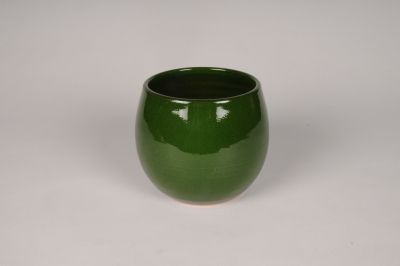 A064XD Cache-pot en c�ramique vert D20cm H17.5cm