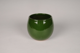 A064XD Green ceramic planter D20cm H17.5cm