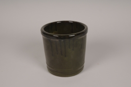 A064YD Pot en céramique émaillée vert foncé D18cm H18cm