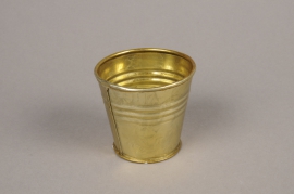 A065E6 Gold zinc planter D7cm H6cm