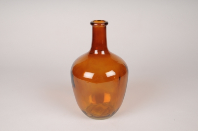 A065NH Amber glass bottle vase D15cm H25.5cm