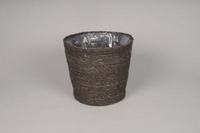 A065Q7 Dark grey seagrass planter D15cm H11cm