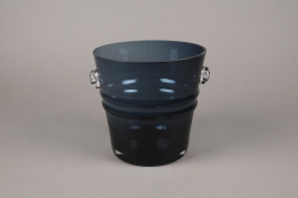 A065W3 Blue glass champagne bucket D20cm H20cm