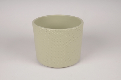 A066A8 Cache-pot en c�ramique vert D17.5cm H14.5cm