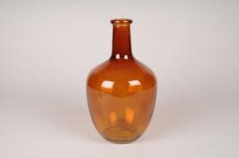 A066NH Vase bouteille en verre ambre D17cm H30cm