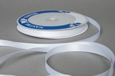 A066UN White satin ribbon 12mm x 100m
