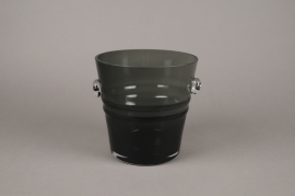 A066W3 Grey glass champagne bucket D20cm H20cm