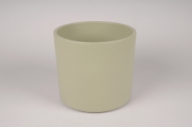 A067A8 Cache-pot en céramique vert D19.5cm H17.5cm