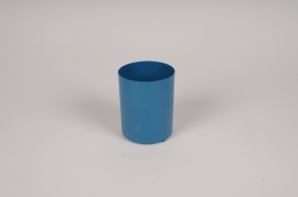 A067CC Blue metal cylinder vase D8cm H10cm