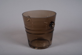 A067W3 Brown glass champagne bucket D20cm H20cm