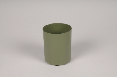 A068CC Khaki metal cylinder vase D8cm H10cm