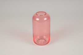 A068P5 Vase en verre rose D8cm H15cm
