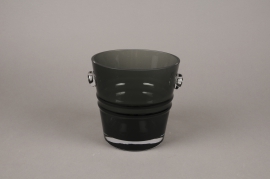 A068W3 Grey glass champagne bucket D16cm H16cm