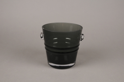 A068W3 Seau � champagne en verre gris D16cm H16cm