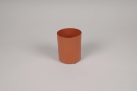 A069CC Orange metal cylinder vase D8cm H10cm