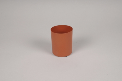 A069CC Vase cylindre en m�tal orange D8cm H10cm