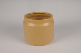 A069I4 Cache-pot en céramique moutarde D18cm H15cm
