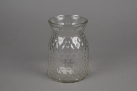 A069R4 Vase en verre motif diamant D12cm H16cm