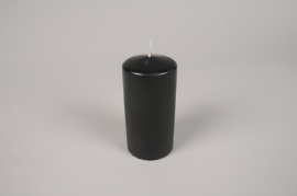 A069RP Box of 12 black cylinder candles D6cm H12cm