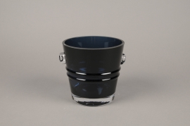 A069W3 Blue glass champagne bucket D16cm H16cm