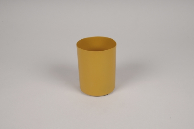 A070CC Yellow metal cylinder vase D8cm H10cm