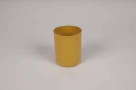 A070CC Yellow metal cylinder vase D8cm H10cm