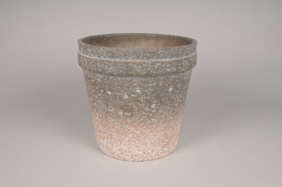 A070OZ Cache-pot en b�ton gris et terracotta D26.5cm H25cm