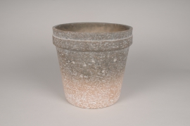 A070OZ Grey and terracotta concrete planter D26.5cm H25cm
