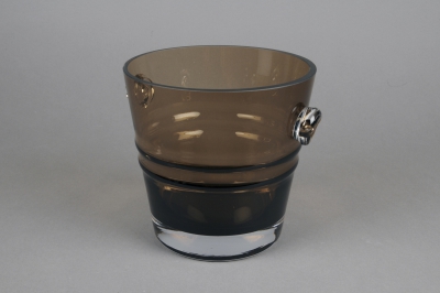 A070W3 Brown glass champagne bucket D16cm H16cm
