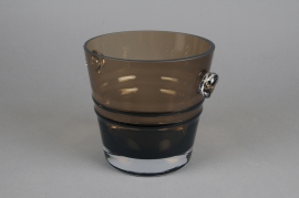 A070W3 Brown glass champagne bucket D16cm H16cm