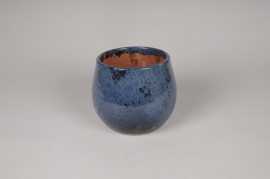 A070XD Dark blue ceramic planter D16cm H13.5cm