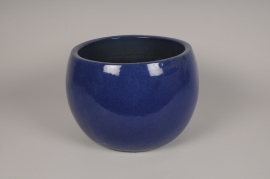 A071KI Pot en céramique émaillée bleu D55cm H38cm