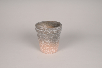 A071OZ Cache-pot en b�ton gris et terracotta D19.5cm H20.5cm