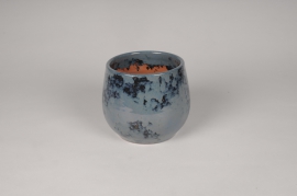 A071XD Dark blue ceramic planter D19cm H17.5cm