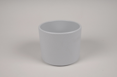 A072A8 Cache-pot en c�ramique gris clair D17.5cm H14.5cm