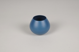 A072CC Blue metal vase D9cm H7cm