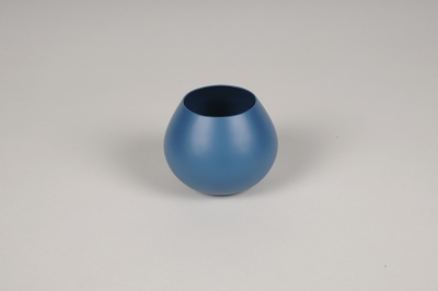 A072CC Vase en mtal bleu D9cm H7cm