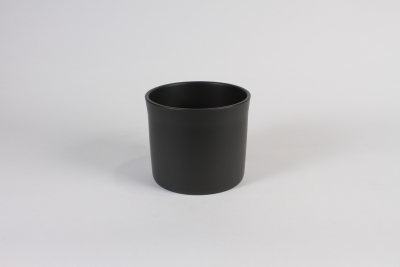 A072DO Cache-pot en c�ramique noir D15cm H12.5cm
