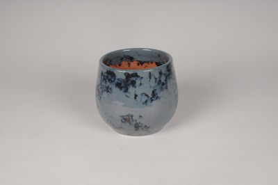 A072XD Cache-pot en c�ramique bleu nuit D20cm H17.5cm