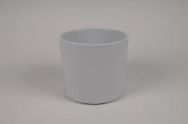 A073A8 Cache-pot en céramique gris clair D19.5cm H17.5cm