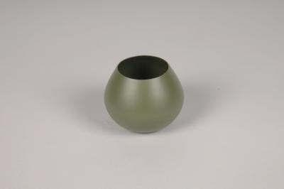 A073CC Vase en m�tal kaki D9cm H7cm