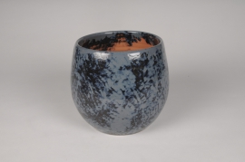 A073XD Cache-pot en céramique bleu nuit D25cm H23cm