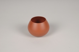 A074CC Orange metal vase D9cm H7cm