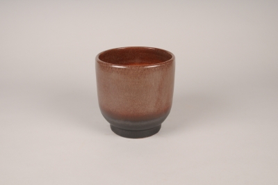 A074XD Cache-pot en c�ramique cacao D15cm H14.5cm