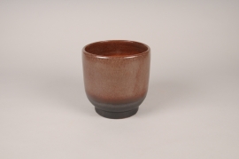 A074XD Cache-pot en céramique cacao D15cm H14.5cm