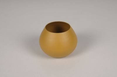 A075CC Vase en m�tal moutarde D9cm H7cm